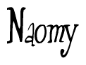 The image is of the word Naomy stylized in a cursive script.
