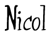 The image contains the word 'Nicol' written in a cursive, stylized font.