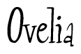 The image is of the word Ovelia stylized in a cursive script.