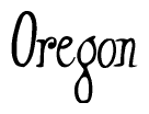 The image contains the word 'Oregon' written in a cursive, stylized font.