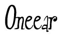 The image is a stylized text or script that reads 'Oneear' in a cursive or calligraphic font.