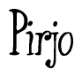 The image is of the word Pirjo stylized in a cursive script.