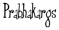 The image contains the word 'Prabhakargs' written in a cursive, stylized font.