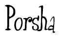 The image contains the word 'Porsha' written in a cursive, stylized font.