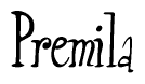 The image contains the word 'Premila' written in a cursive, stylized font.