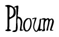 The image contains the word 'Phoum' written in a cursive, stylized font.