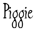 The image contains the word 'Piggie' written in a cursive, stylized font.