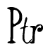 The image contains the word 'Ptr' written in a cursive, stylized font.