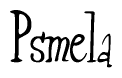 The image contains the word 'Psmela' written in a cursive, stylized font.