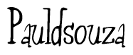 The image is a stylized text or script that reads 'Pauldsouza' in a cursive or calligraphic font.