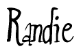The image is a stylized text or script that reads 'Randie' in a cursive or calligraphic font.