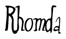 The image contains the word 'Rhomda' written in a cursive, stylized font.