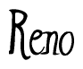 The image is a stylized text or script that reads 'Reno' in a cursive or calligraphic font.
