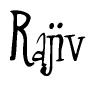 The image is of the word Rajiv stylized in a cursive script.