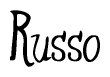 The image is of the word Russo stylized in a cursive script.