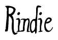The image contains the word 'Rindie' written in a cursive, stylized font.