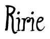 The image is of the word Ririe stylized in a cursive script.