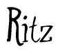 The image contains the word 'Ritz' written in a cursive, stylized font.