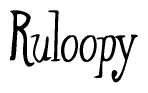 The image is of the word Ruloopy stylized in a cursive script.