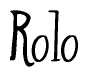 The image is a stylized text or script that reads 'Rolo' in a cursive or calligraphic font.