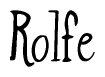 The image contains the word 'Rolfe' written in a cursive, stylized font.
