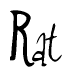 The image contains the word 'Rat' written in a cursive, stylized font.