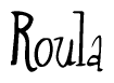 The image contains the word 'Roula' written in a cursive, stylized font.