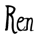 The image is of the word Ren stylized in a cursive script.