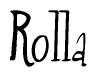 The image contains the word 'Rolla' written in a cursive, stylized font.
