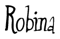 The image contains the word 'Robina' written in a cursive, stylized font.