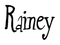 The image is of the word Rainey stylized in a cursive script.