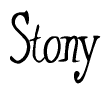 The image contains the word 'Stony' written in a cursive, stylized font.