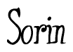 The image contains the word 'Sorin' written in a cursive, stylized font.