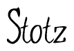The image is a stylized text or script that reads 'Stotz' in a cursive or calligraphic font.