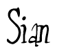 The image is of the word Sian stylized in a cursive script.