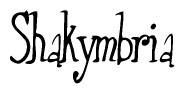 The image is of the word Shakymbria stylized in a cursive script.