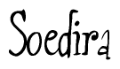 The image contains the word 'Soedira' written in a cursive, stylized font.
