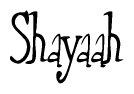 The image contains the word 'Shayaah' written in a cursive, stylized font.