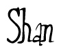 The image contains the word 'Shan' written in a cursive, stylized font.