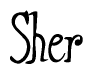 The image is a stylized text or script that reads 'Sher' in a cursive or calligraphic font.