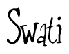 The image is of the word Swati stylized in a cursive script.