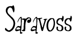 The image is of the word Saravoss stylized in a cursive script.