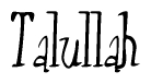  The image is of the word Talullah stylized in a cursive script. 