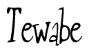 The image is of the word Tewabe stylized in a cursive script.