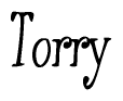 The image is a stylized text or script that reads 'Torry' in a cursive or calligraphic font.