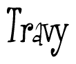 The image contains the word 'Travy' written in a cursive, stylized font.