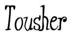 The image is of the word Tousher stylized in a cursive script.