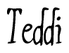The image is of the word Teddi stylized in a cursive script.