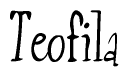 The image contains the word 'Teofila' written in a cursive, stylized font.