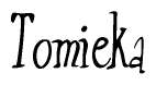 The image contains the word 'Tomieka' written in a cursive, stylized font.